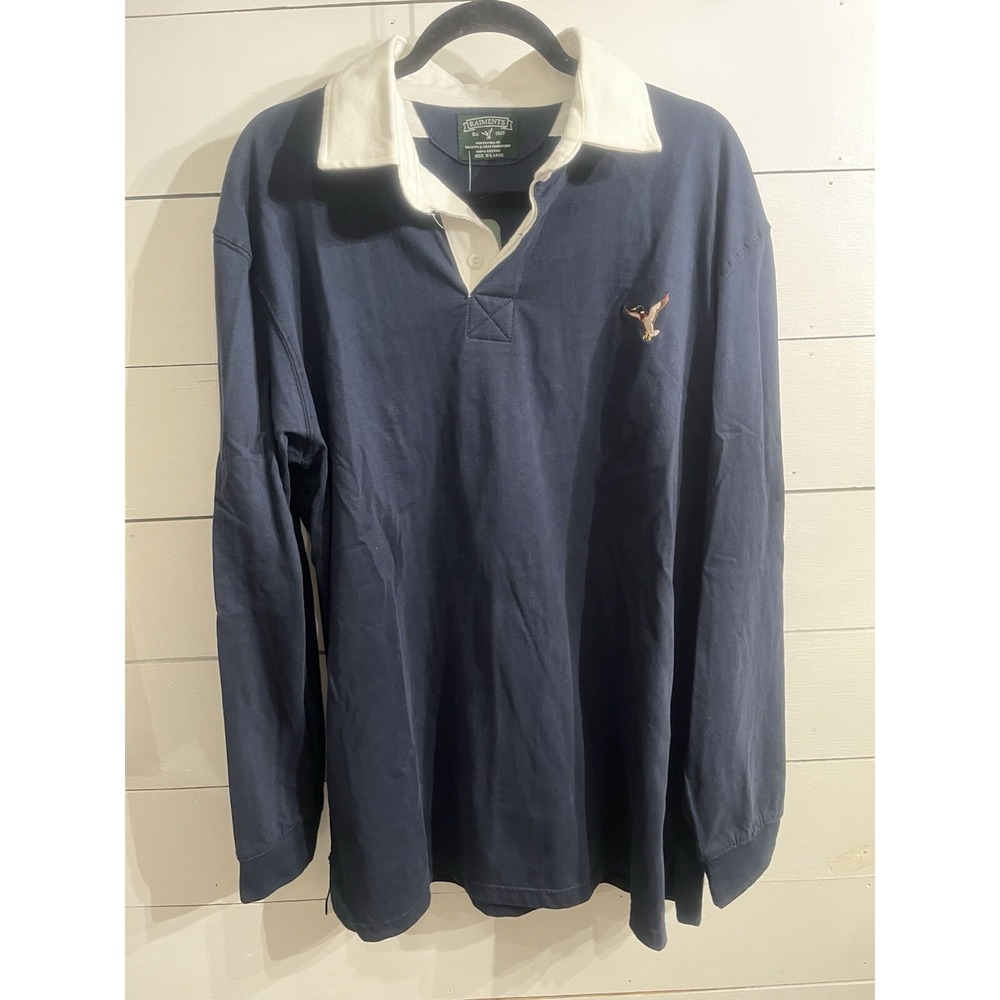 NWT Raiments UK Rugby Hunting‎ Duck Navy Blue Cotton Shirt Men XL Preppy